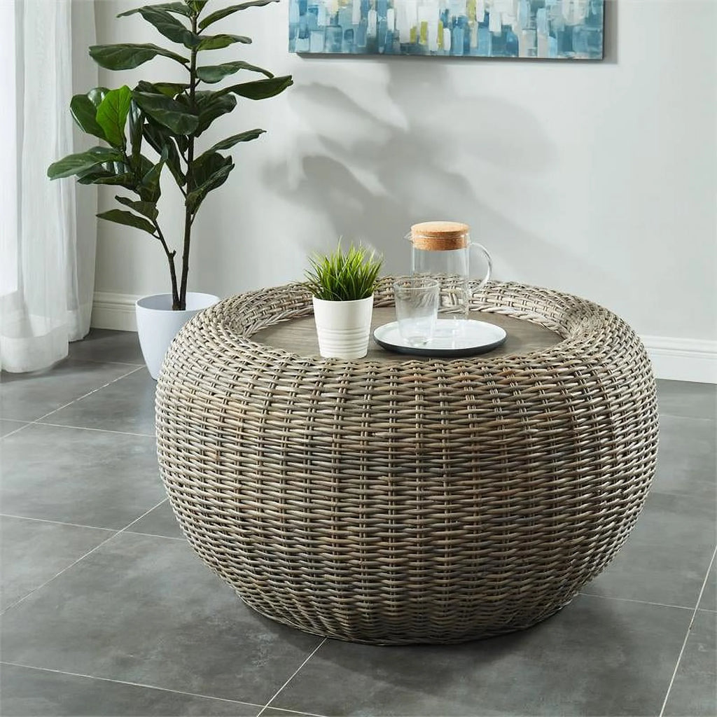 Brown Rattan Coffee Table D574