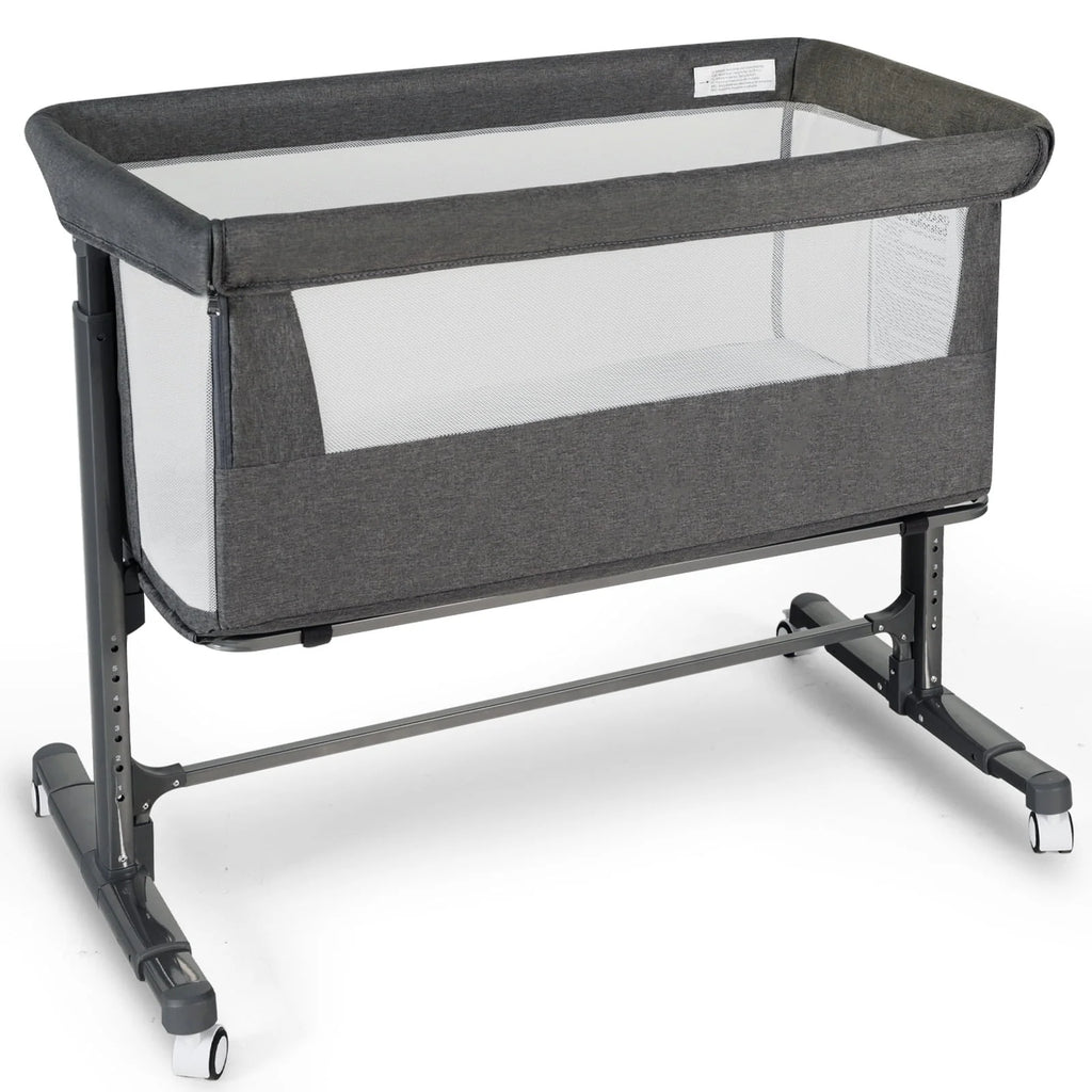 Baby Bassinet with Wheels Adjustable Bedside Sleeper Grey G980485