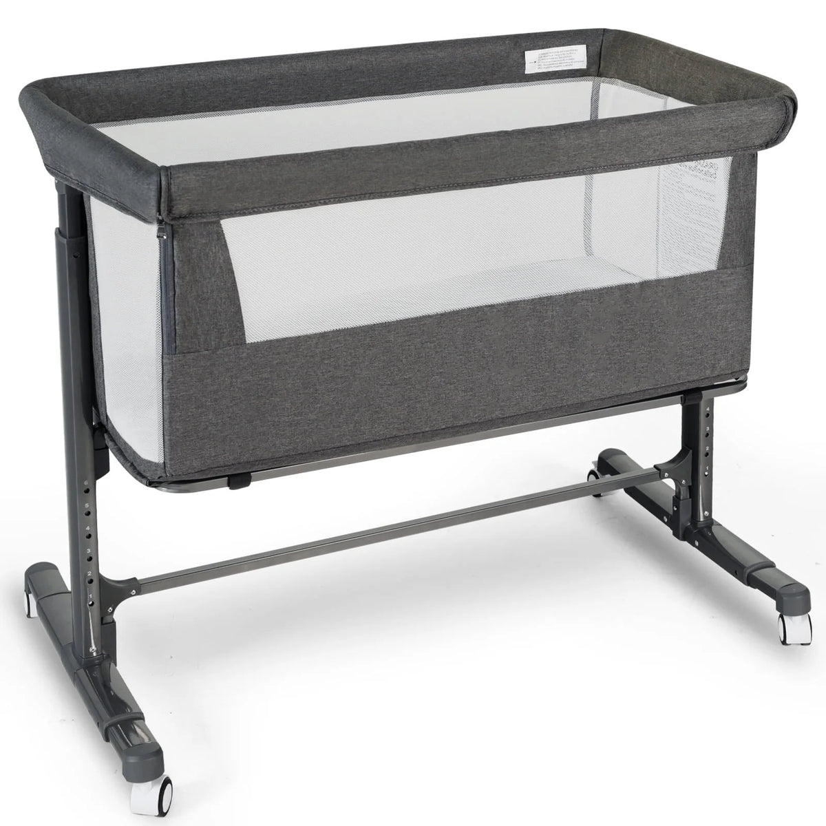 Baby Bassinet with Wheels Adjustable Bedside Sleeper Grey G980485