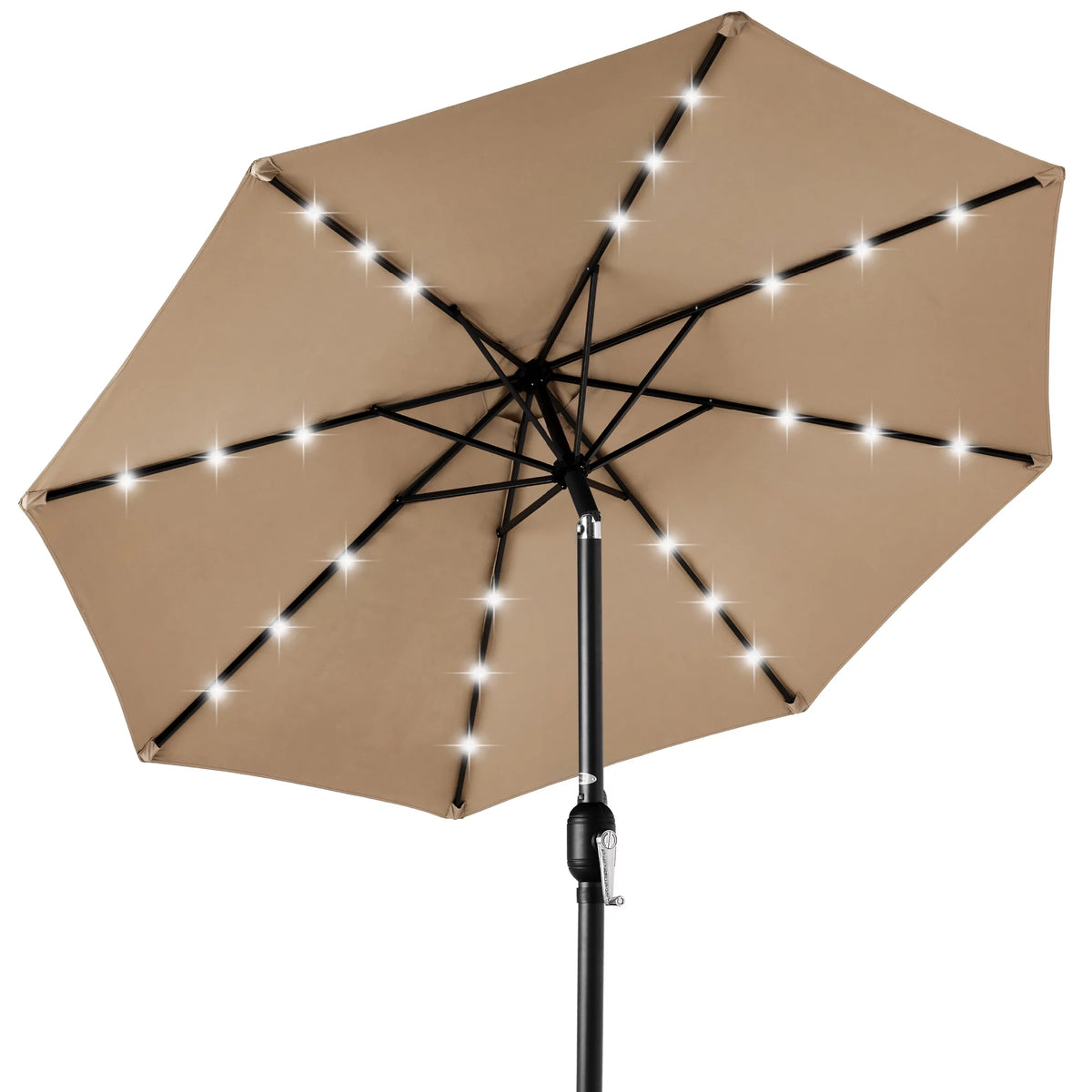 10ft Solar LED Lighted Patio Umbrella with Tilt Adjustment E5955