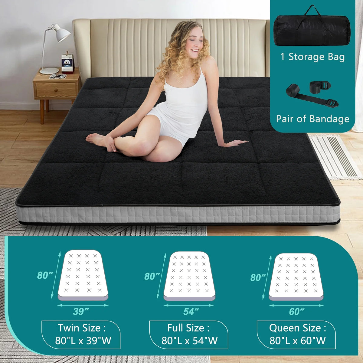 Japanese Floor Futon Mattress Grey Full Z156345